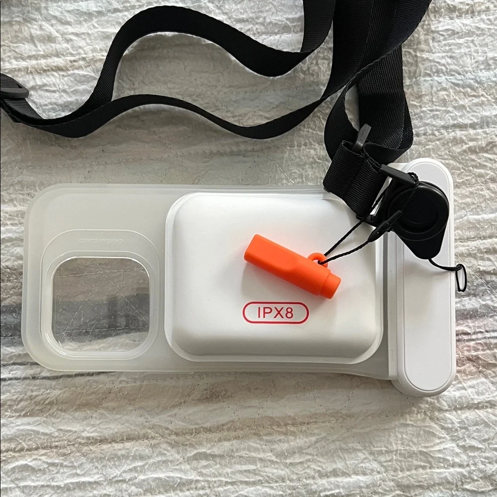 Waterproof Camera Case with Strap - White